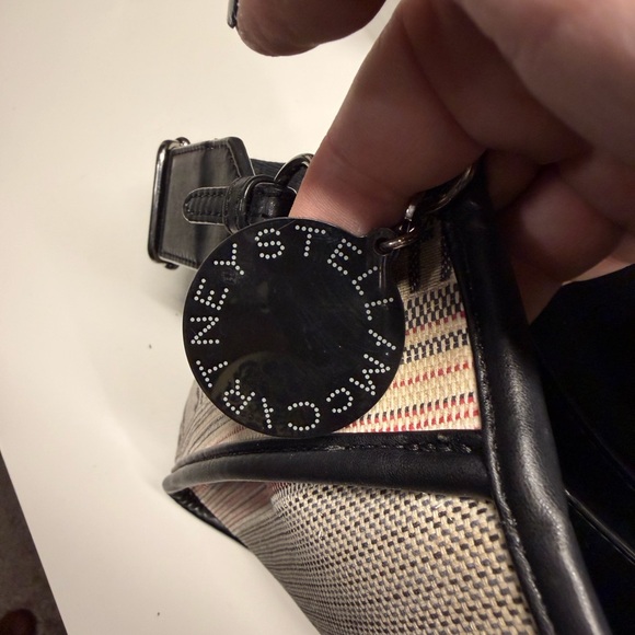 Stella McCartney Black and Cream Striped Shoulder Bag - Picture 6 of 8